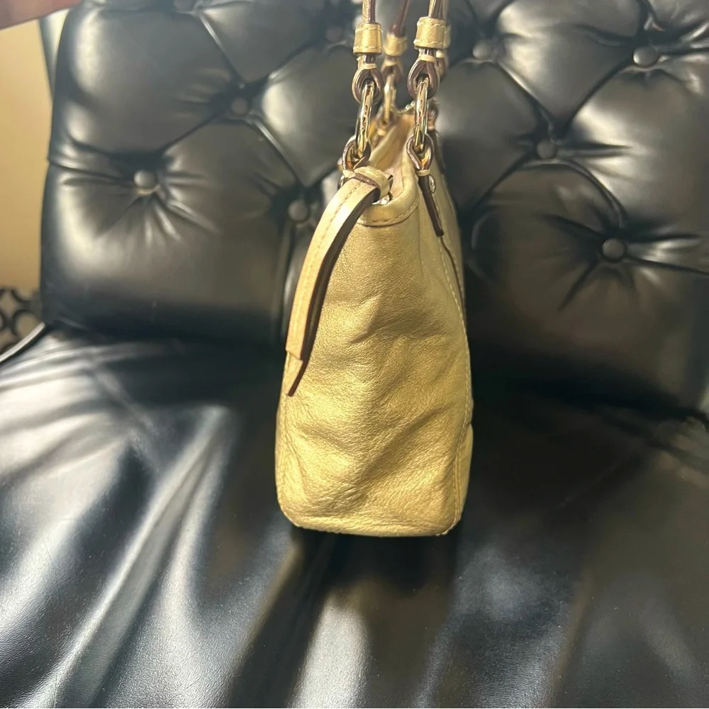 Vintage Coach Leah Metalic Gold Leather Mini Tote